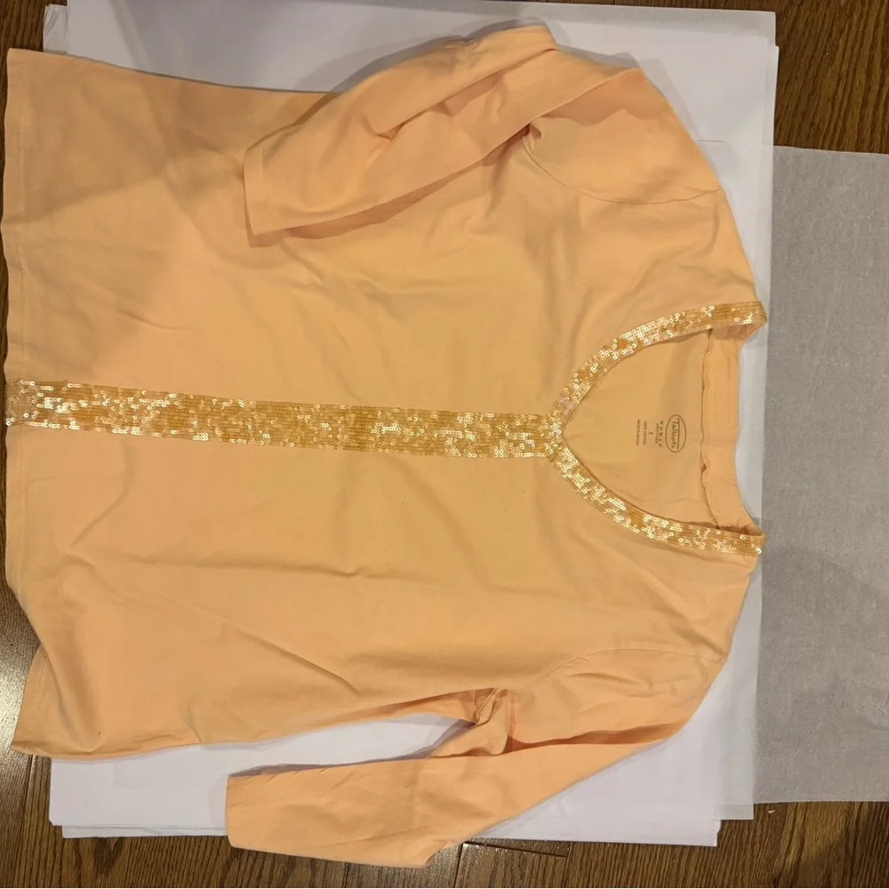 Talbots Peach Sequin Accent top - Picture 2 of 4